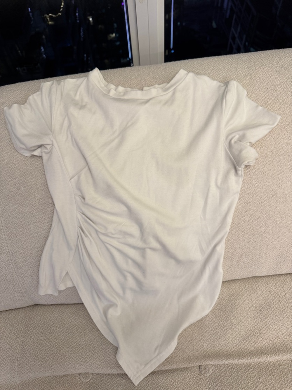 Fashion Nova White Short Sleeve Asymmetric Hem Tee